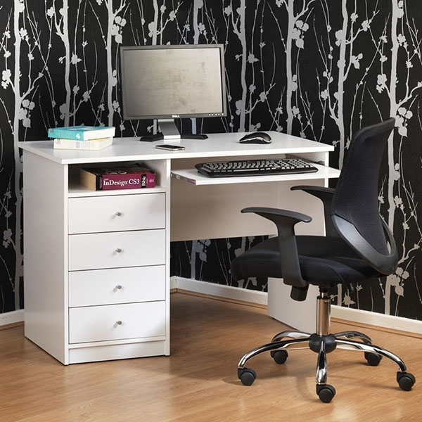 White melamine home office computer desk with 4 drawers for home furniture or office furniture5